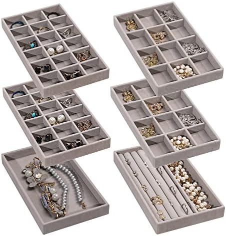 Frebeauty Jewelry Trays for Drawer,Set of 6 Jewelry Organizer and Storage by Frebeauty