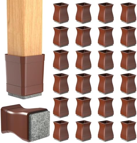 16Pcs Silicone Square Chair Leg Floor Protectors (1 1/4 Inch Brown) by ComeHomeWithMe
