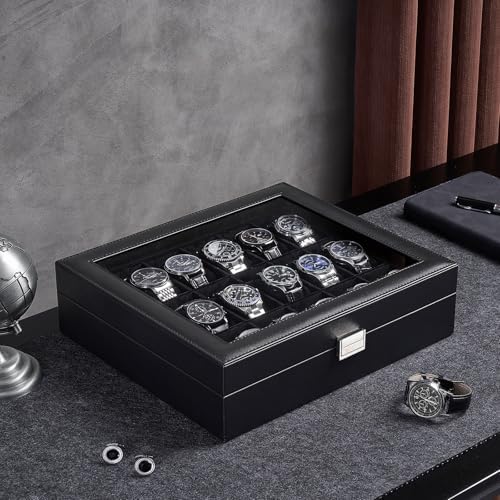 ProCase Watch Box Organizer, 18 Slot Watch Display Case, Allblack - Image 3