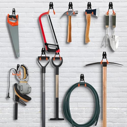 KURUI Heavy Duty Garage Hooks for Hanging, 2 Pack Metal Garage Organization Hooks, Garage Storage Hooks for Ladder Extension Cord Cable, Wall Mount Small Utility Hooks, Garden Tool Organizer/Hanger - Image 3