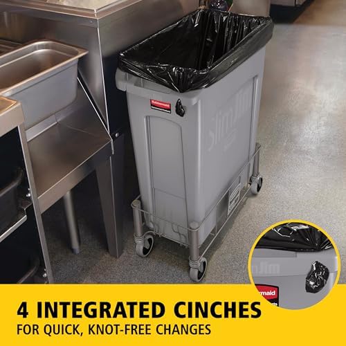 Rubbermaid Commercial Products Slim Jim Plastic Rectangular Trash/Garbage Can with Venting Channels, 23 Gallon, Gray - Image 4