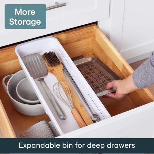YouCopia DrawerFit® Sliding Drawer Bin, Expandable and Adjustable Kitchen Storage Organizer, Speckled White - Image 2