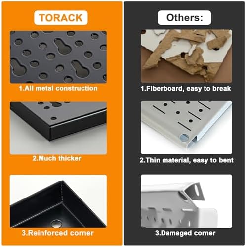 TORACK Metal Pegboard Wall Organizer System 24x48 in, 109 PCS Pegboard Kit - Image 6