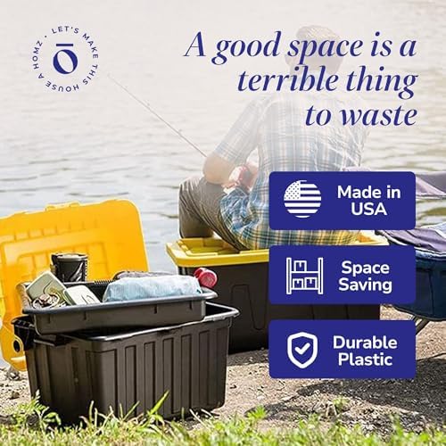 HOMZ Durabilt Plastic Storage Bins with Lids, 34 Gal, Black/Yellow, 2 Pack - Image 5