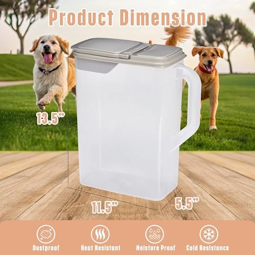Buddeez Pet Food Storage Container - 8 Quart Capacity Dog / Cat Food & Bird Seed Container with Durable EZ Grip Handle, Flip Gray Lid (includes 1 Cup Clear Scoop) - Image 5