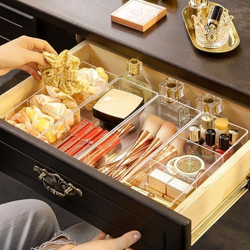 JessLab Acrylic Makeup Organizer, 1-Compartment Clear Bathroom Drawer Tray - Image 6