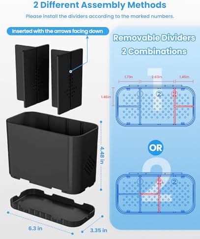 Toothbrush and Toothpaste Holders for Bathrooms Countertop - Detachable 5 Slots Kids Electric Toothbrush Holders Set Wall Mounted with Removable Dividers for Bathroom Decor and Accessories Organizer - Image 2