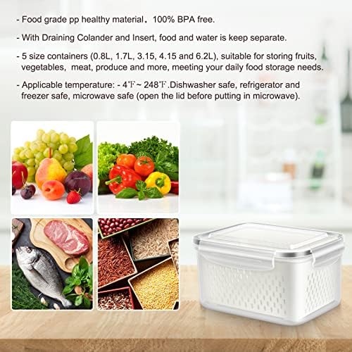 10 PS Fridge Food Plastic Storage Container with Colander - Image 2