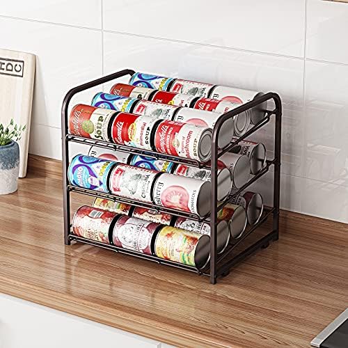 Can Rack Organizer,3 Tier Stackable Can Storage Dispenser,Bronze - Image 3