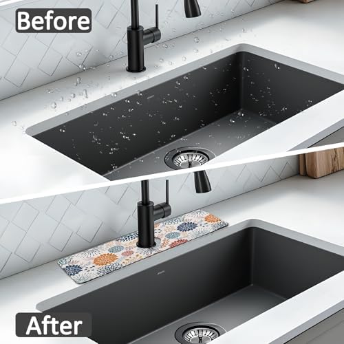 15" X 5.5" Kitchen Sink Splash Guard Faucet Mat Mandala Super Absorbent Fast Drying Faucet Guard & Draining Mat Sink Splash Guard Behind Faucet for Kitchen, Bathroom - Image 6