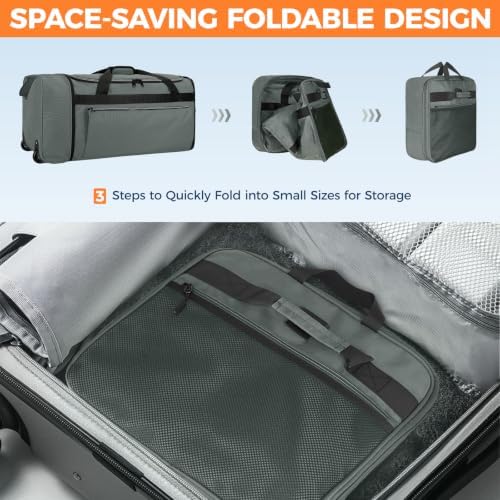 uarition 70L Foldable Rolling Duffle Bag with Wheels - Image 4