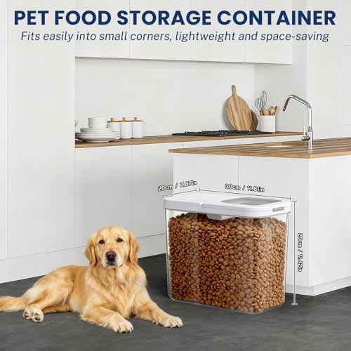 LEAWALK 12 Lbs Airtight Dog Cat Pet Food Storage Container PopTop White/B - Image 2