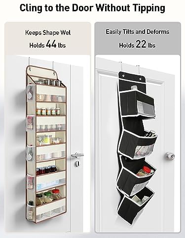 Yecaye 1 Pc 5 Tier Over the Door Organizer with 15 Pockets | 44lb Load Over the Door Storage | No Sagging Closet Organizers and Storage | Versatile Nursery Hanging Organizers for Home Dorm - Beige - Image 2