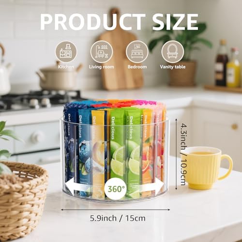 Divided Drink Packet Organizer, Rotating Turntable Organizer, Lazy Susan - Image 2
