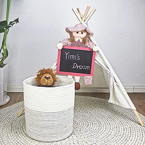 Yimi's Dream Woven Basket with Lid, Decorative Rope Storage Baskets for Organizing, medium Baskets for Baby, Kids, Toys, Blanket, Woven Baskets for Storage (White & Blacksuture, 12D x 13.5H inch) - Image 4