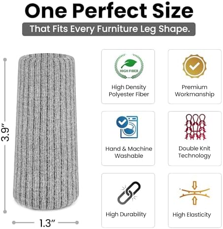Chair Leg Socks 48/80 Pcs Grey Furniture Leg Covers Floor Protectors - Image 3