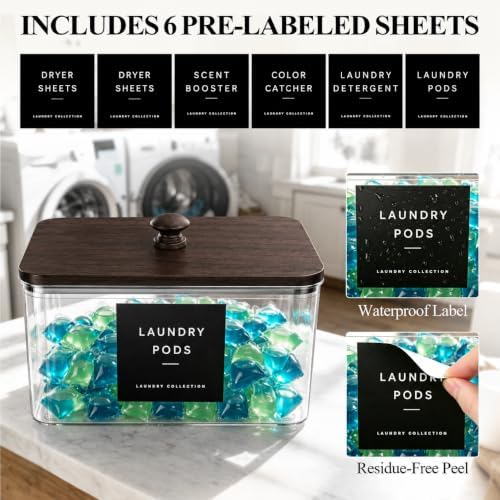 Dryer Sheet Holder with 6 Labels for Laundry Room Organization and Storage - Image 3