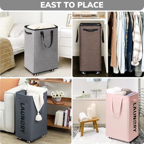 Goodpick 75L Laundry Basket with Wheels & Removable Wash Bag for Dorm - Image 6