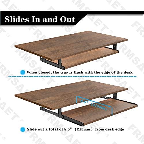 FRMSAET Under Desk 20/24/30 inch Keyboard Drawer Platform (24 in, Brown) - Image 3