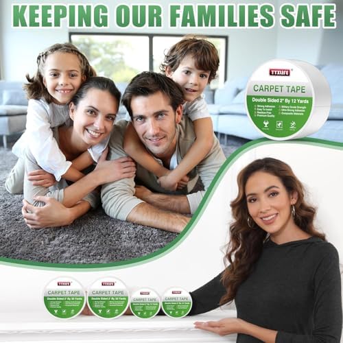 YYXLIFE Double Sided Carpet Tape for Area Rugs & Hardwood Floors, 2" x12YD - Image 5