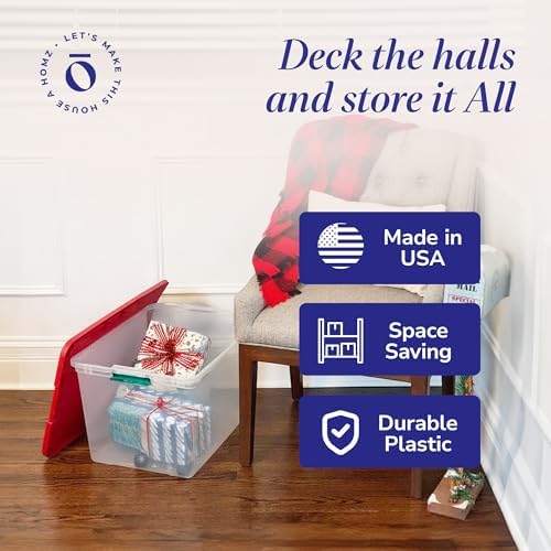 HOMZ Secure Latch, Clear Plastic Storage Organizer Bins, 64 Quart, 4 Pack - Image 5