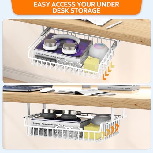 ENONCI Under Desk Storage Drawer Slide Out No Drill Metal Cabinet - Image 4