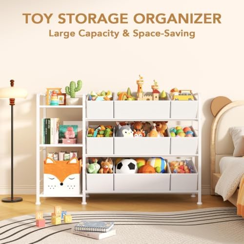 BBLIKE Kids Bookshelf and Toy Storage Organizer with 9 Removable Toy Bins - Image 4