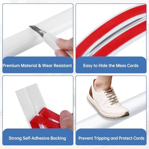LSGCQ Floor Cord Cover Self Adhesive Cord Hider Floor Cable Management - Image 3