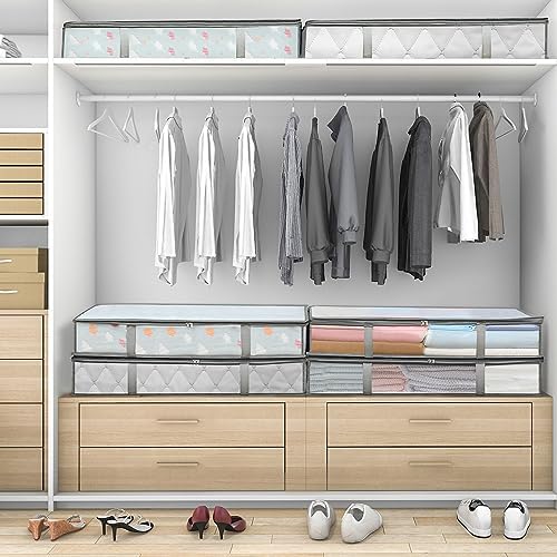 LANDNEOO 6 Pack Under Bed Storage Containers Bins, Humid-Proof Plastic Underbed Storage Bins, Clothes Storage and Organization Bags, Under the Bed Blanket Storage with Handles for Clothes, Bedroom - Image 6