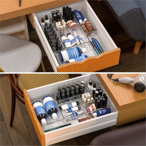 Yieach 25 Pcs Clear Acrylic Drawer Organizer Trays,1.6 in Shallow In Drawer Organizers for Bathroom,Office Desk and Vanity Organizers,Plastic Trays for Organizing for Jewelry,Cosmetic,Utensil,Junks - Image 4