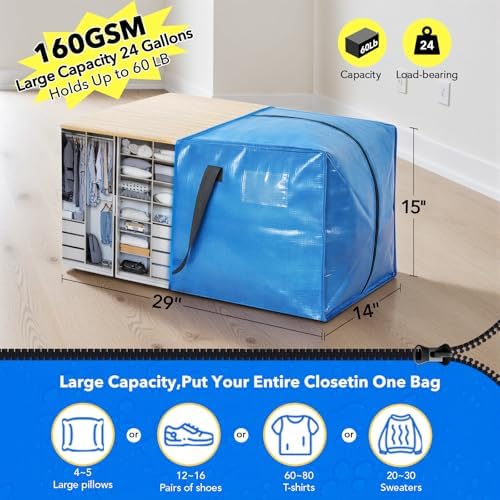 Moving Bags Heavy Duty,Extra Large Moving Bags for Travel/College Packing/Storage/Organization/Seasonal Clothes & Bedding Storage,Moving Supplies Bins,Compatible with Ikea Frakta Cart(Black,6Pcs) - Image 4