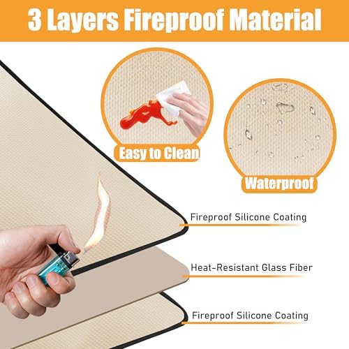TOHONFOO Heat Resistant Mats for Countertop & Air Fryer, 24x16 in, Khaki - Image 2