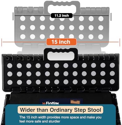 Flottian 5" Folding Step Stool for Adults and Kids 15-Inch Extra Wide Stool Holds Up to 300 lbs,Non-Slip Folding Stools with Handle,Compact Plastic Foldable Step Stool for Bathroom,Kitchen,ect - Image 4