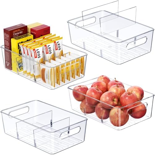 Mpotmiy 4-Pack Pantry Organizers and Storage, Clear Fridge Organizer Bins by Mpotmiy