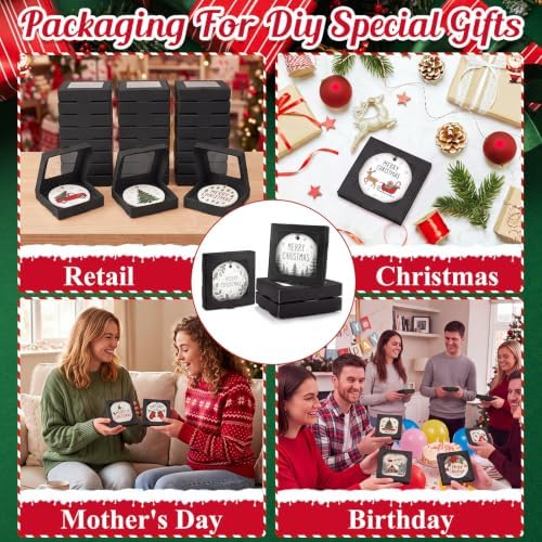 Dunzoom 25 Pcs Christmas Sublimation Blanks Ornament Gift Box, Black - Image 4