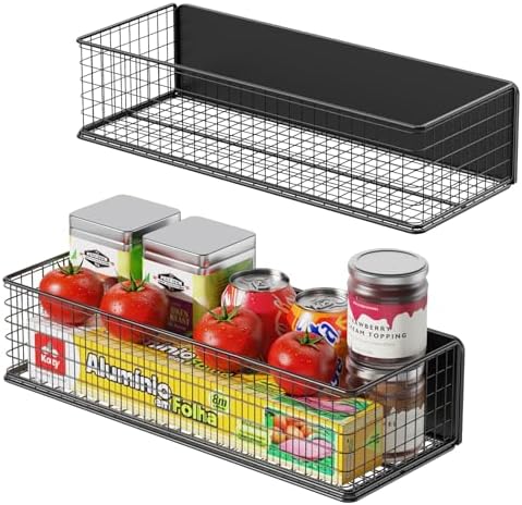 2Pack Magnetic Basket Organizer Holder for Fridge Magnetic Storage Bin Box Containers for Refrigerator Whiteboard Classroom by SKNOOYLIGHT