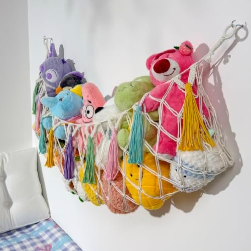 Stuffed Animal Hammock, Nursery and Playroom Toy Storage Net Organizer for Plush Toys, Kids Bedroom Décor, Rip-Resistant Stuff Animals Holder with Hanging Hardware - Image 4