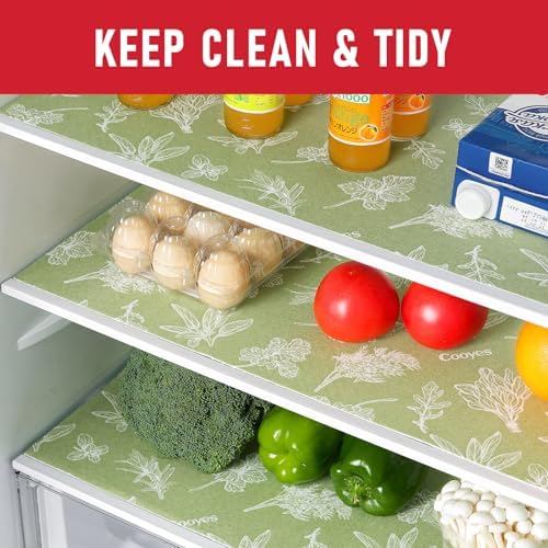 Cooyes Shelf Liner for Refrigerator & Drawer, Non-Adhesive Cabinets Liner for Kitchen Cupboard & Fridge, Breathable Cloth Material, Vegetable-Patterned, 6 Pack 12“ × 24”, Sage Green - Image 5
