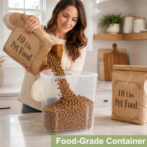 Airtight Dog Cat Pet Food Storage Container 10 Lbs, Slim Tall Dry Food Bin - Image 4