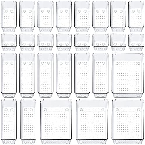 SMARTAKE 28 Piece Drawer Organizers with Non-Slip Silicone Pads, 4-Size by SMARTAKE