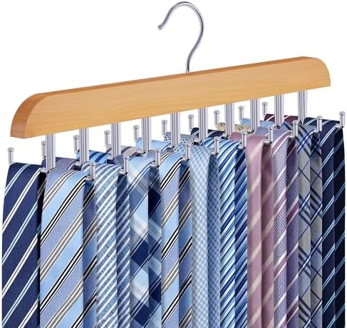 Tie Rack Hanger for Closet,1 Belt Organizer for Men with 20 Foldable Hooks by Liangmall