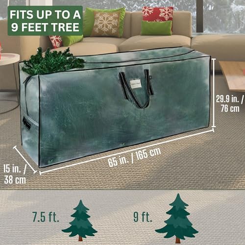 VENO 2 Pack Clear Christmas Tree Storage Bag - Fits 9 Ft Artificial Trees, Heavy Duty Large Bags with Zipper, Durable Handles, and Labeling Card Slot, Alternative to Storage Boxes with Lids (2 Pack) - Image 2