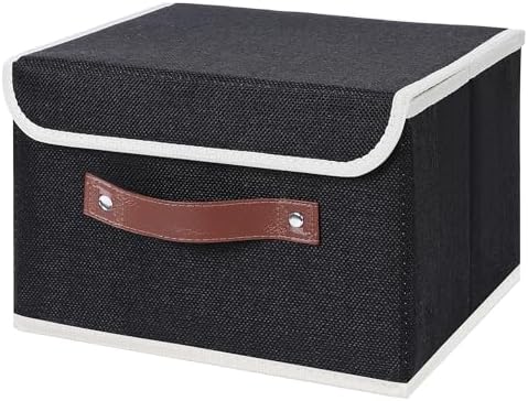 ANMINY Fabric Storage Box Bins with Lids, Black, 10"x8"x7" by ANMINY
