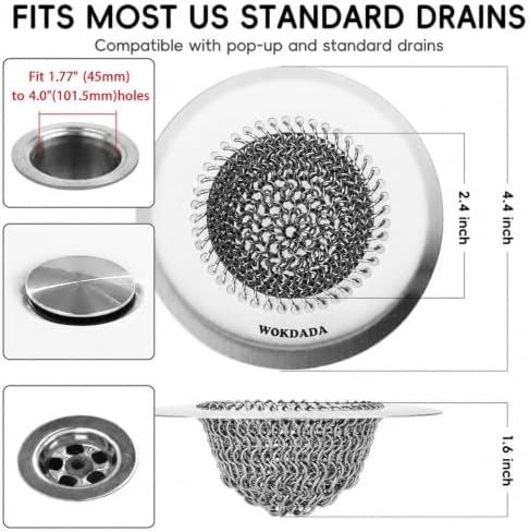 2 Pack Shower Drain Hair Catcher, 4.4" Anti-Clog Shower Drain Cover - Image 2