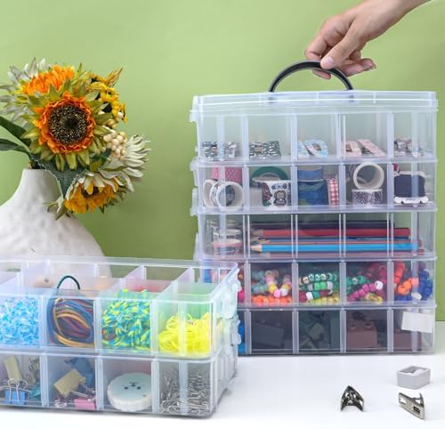 Bead Organizer 7 Tier 70 grid Stackable Craft Tackle Storage Container - Image 4