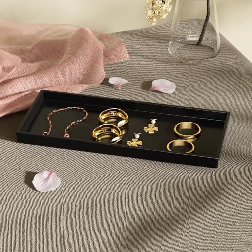 Vanity and Bathroom Tray, 11.8" ABS Countertop Organizer,Waterproof Vanity Tray for Toilet Tank,Perfume,Soap,Keys,Bathroom Accessories,Kitchen and Bath Trays,Non Slip Small Trays,Black - Image 5