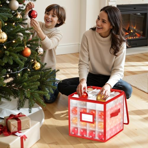 Christmas Ornament Storage Box, 64 Ball Container with Adjustable Dividers - Image 7