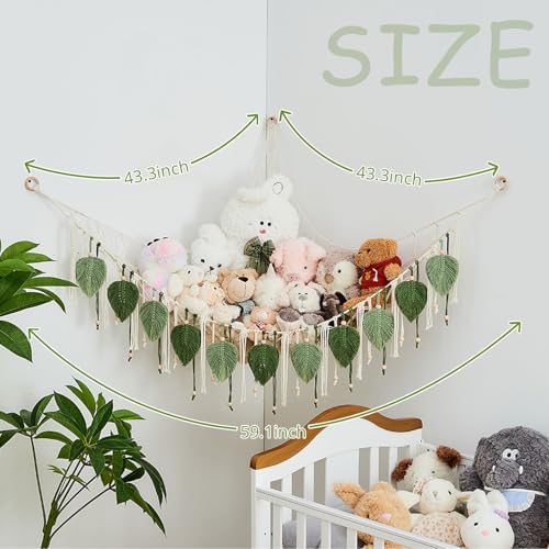 Pretty Jolly Stuffed Animal Hammock with Leaf Beads and Tassels - Image 6