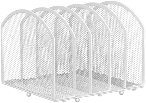 MINDEPOT Desk File Organizer 5 Sections Desktop Organizer File Sorter Office Organization File Folder Holder for Office School & Classroom (White, 5 Section - 1Pack) by MINDEPOT