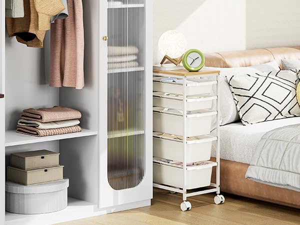 KINGBOARD Slim Rolling Cart with 5 Drawers, Metal Utility Storage Cart - Image 6